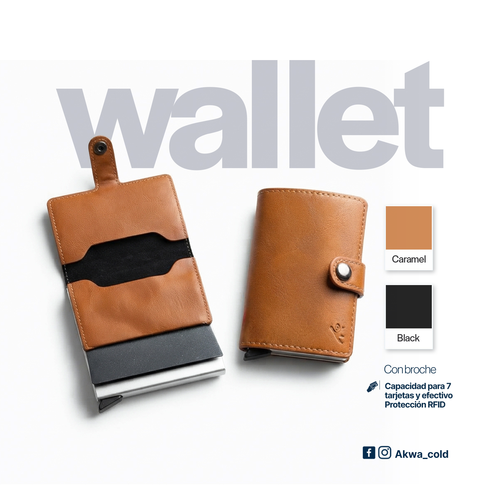 Akwa Wallet Black con Broche - Image 2